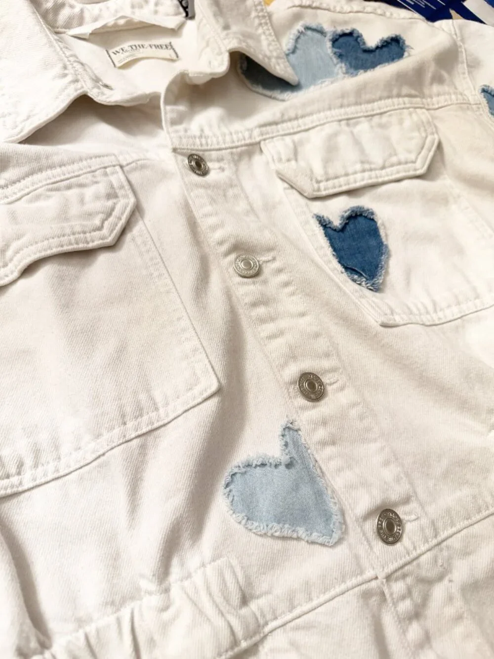 We The Free x Tricia Fix Re_Nuuly White Denim Heart Romper - Size M - Picture 5 of 10